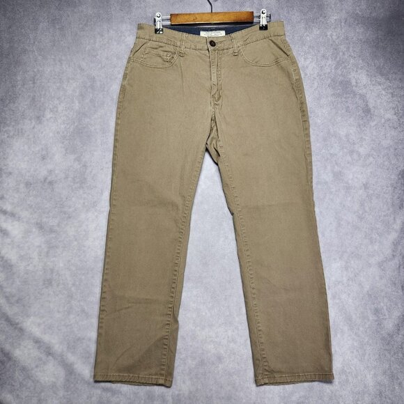 Flag & Anthem Pants Mens 31x30 Brown Khaki Straight Leg Stretch Casual Chino - Picture 2 of 10